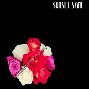 Rose posy - Black Tea Towel Design