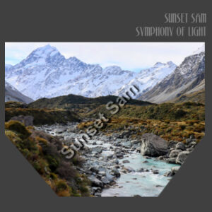 Curved creek from Mount Aoraki, front - Stonewash Bandana Bib Design
