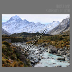 Curved creek from Mount Aoraki, front - Cloke Womens Campfire Zip Hoodie V2 Design