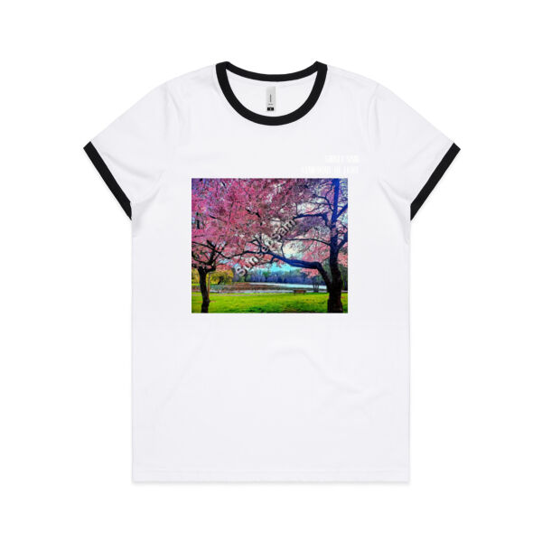 Cherry Lake, front - AS Colour Womens Ringer Tee Thumbnail