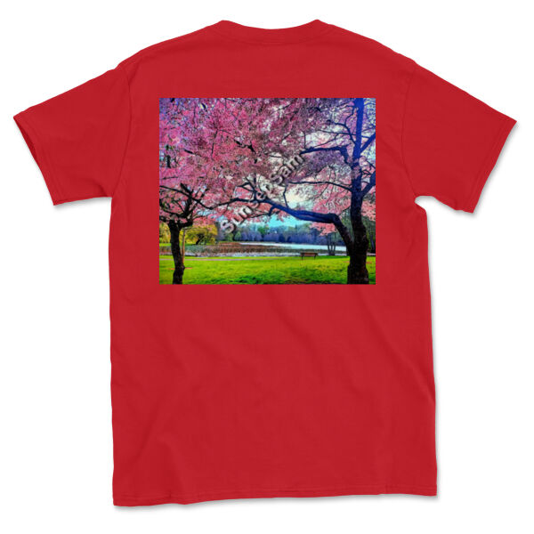 Cherry blossom Lake, Back picture - Gildan Mens Softstyle T-Shirt Thumbnail