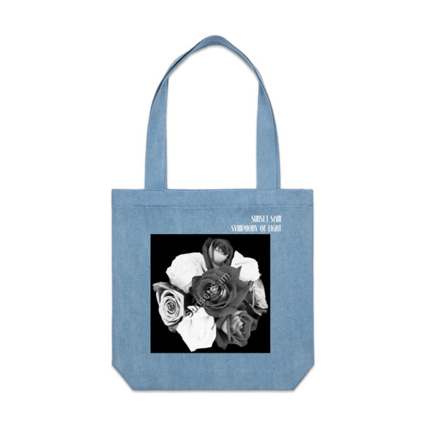 Black and white rose posy - AS Colour Denim Carrie Tote Thumbnail