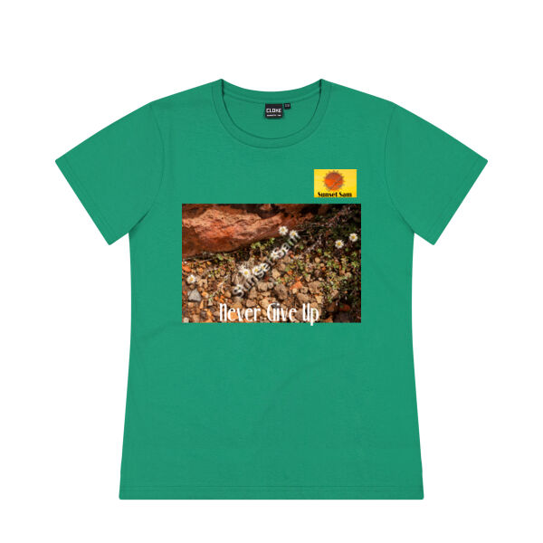 Flowers in the Rocks, Never give up - Cloke Womens Silhouette Tee V2 Thumbnail