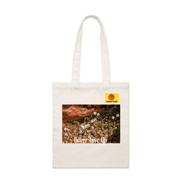 Flowers in the Rocks, Never give up - AS Colour Parcel Tote Thumbnail