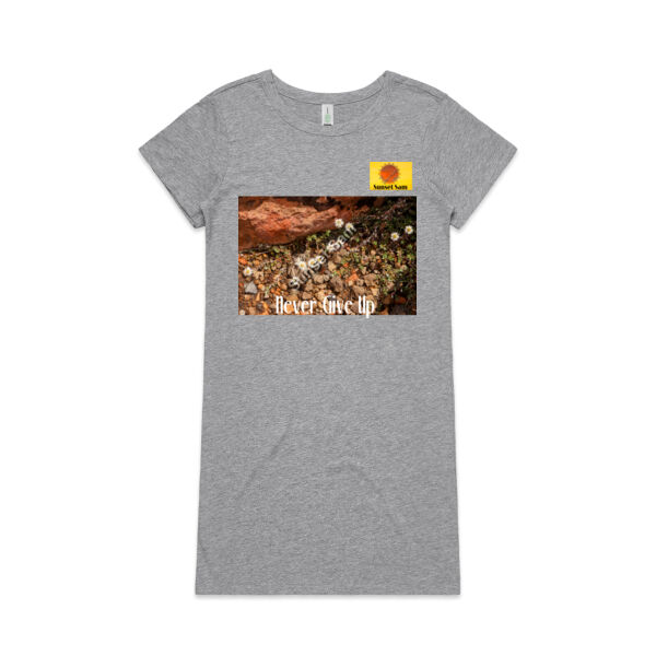 Flowers in the Rocks, Never give up - AS Colour Womens Mika Organic Short Sleeved Dress Thumbnail