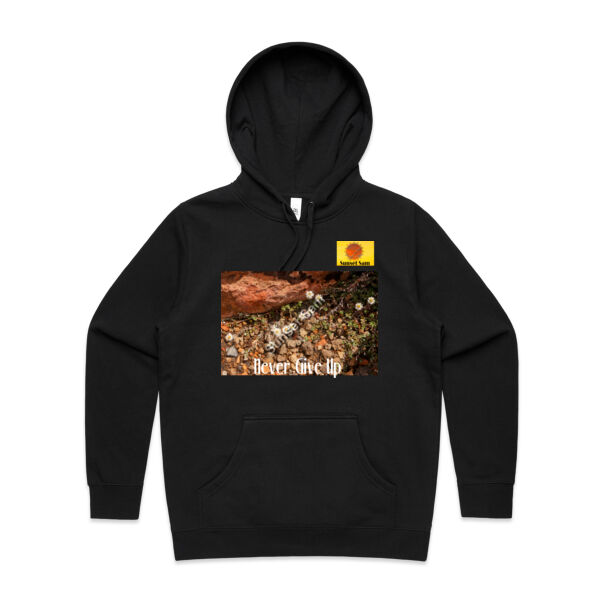 Flowers in the Rocks, Never give up - AS Colour Womens Stencil Hood Thumbnail