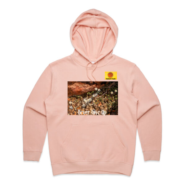 Flowers in the Rocks, Never give up - AS Colour Womens Premium Hood Thumbnail