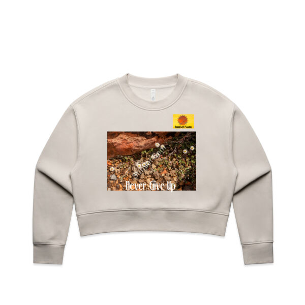 Flowers in the Rocks, Never give up - AS Colour Women's Relax Crop Crew Thumbnail