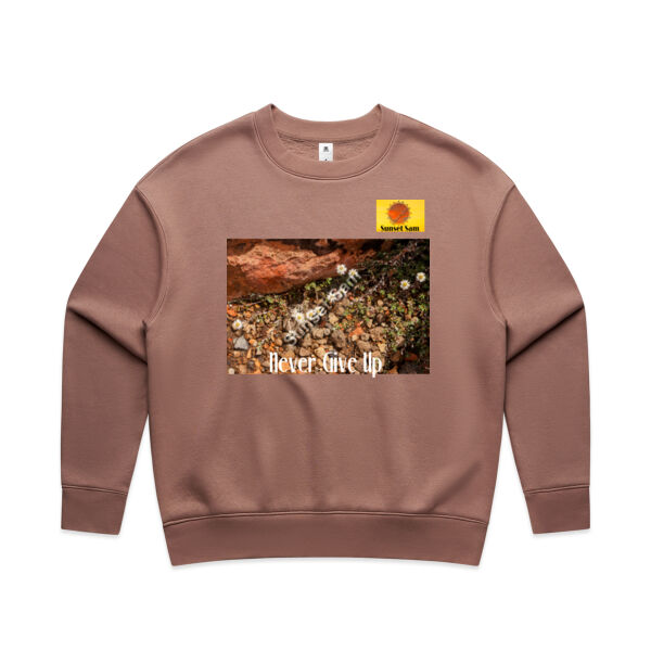 Flowers in the Rocks, Never give up - AS Colour Women's Relax Crew Thumbnail