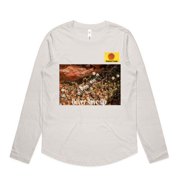 Flowers in the Rocks, Never give up - AS Colour Womens Maple Curve Longsleeve Tee Thumbnail