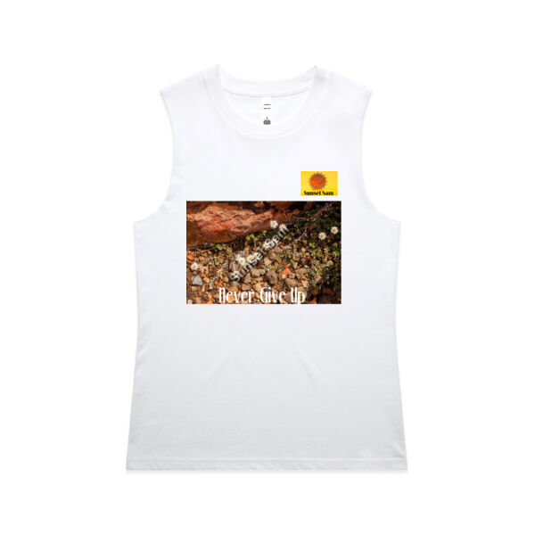 Flowers in the Rocks, Never give up - AS Colour Womens Maple Tank Thumbnail