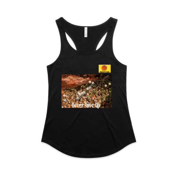 Flowers in the Rocks, Never give up - AS Colour Womens Mali Racerback Singlet Thumbnail