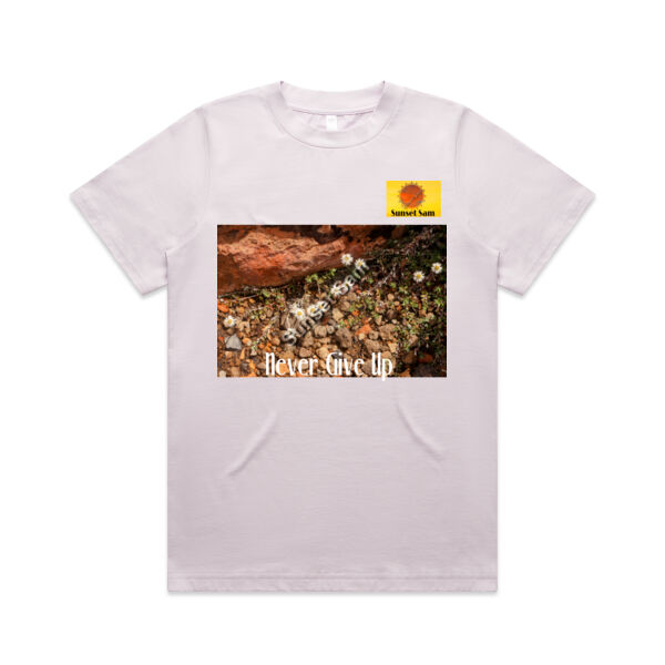 Flowers in the Rocks, Never give up - AS Colour Womens Heavy Tee Thumbnail
