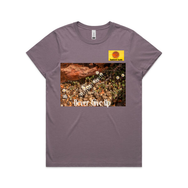 Flowers in the Rocks, Never give up - AS Colour Womens Maple Faded Tee Thumbnail
