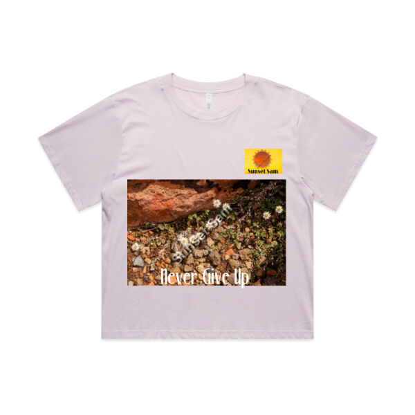 Flowers in the Rocks, Never give up - AS Colour Womens Martina Crop Tee Thumbnail