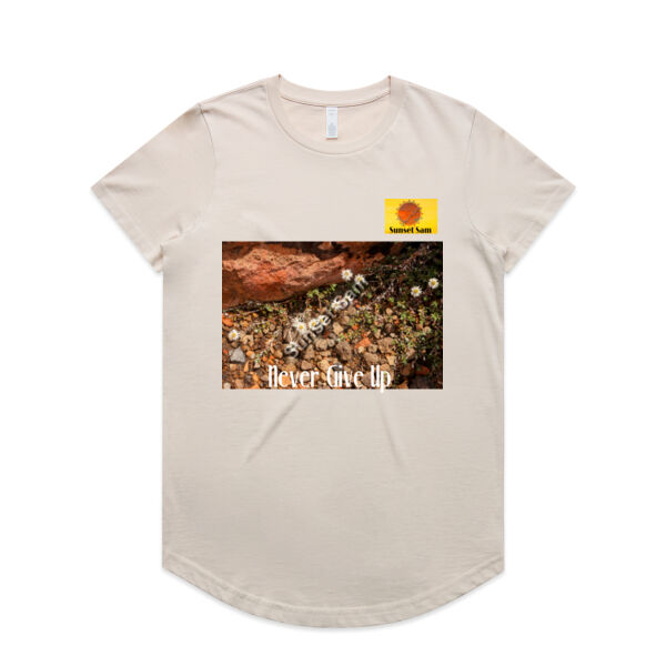 Flowers in the Rocks, Never give up - AS Colour Womens Maple Curve Tee Thumbnail