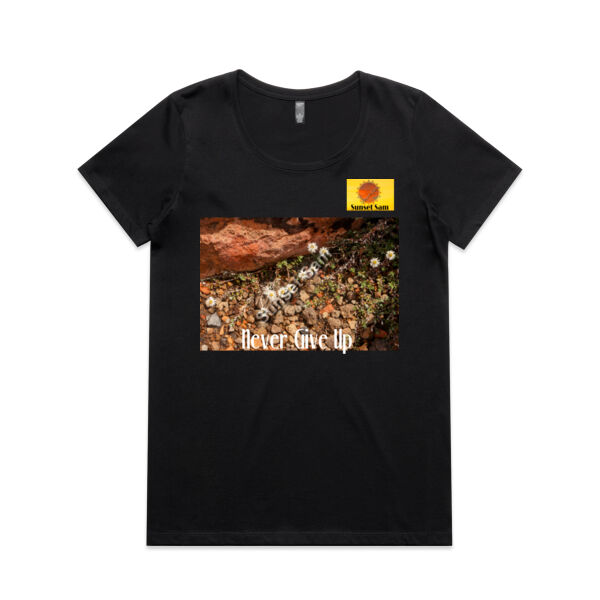 Flowers in the Rocks, Never give up - AS Colour Womens Maple Scoop Tee Thumbnail