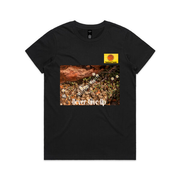 Flowers in the Rocks, Never give up - AS Colour Womens Maple Tee Thumbnail