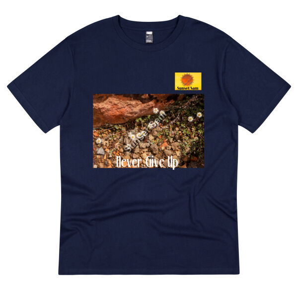 Flowers in the Rocks, Never give up - Thread Project Unisex Summer Tee Thumbnail