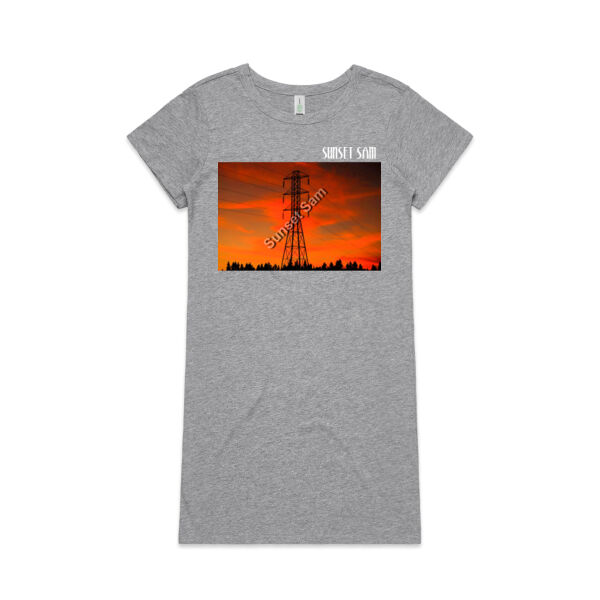 Sunset Powerline - AS Colour Womens Mika Organic Short Sleeved Dress Thumbnail