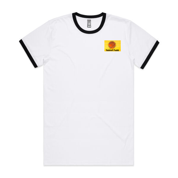 Sunset Powerline, photo on back - AS Colour Mens Staple Ringer Tee Thumbnail