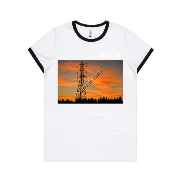 Sunset Powerswirl - AS Colour Womens Ringer Tee Thumbnail