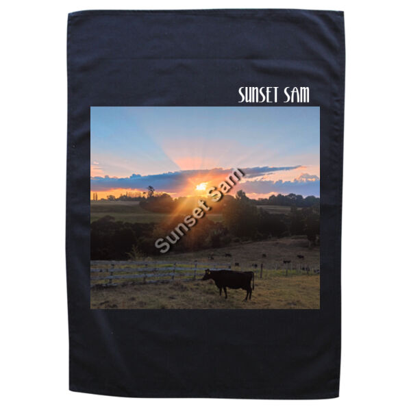 Sunset Cow - Black Tea Towel Thumbnail