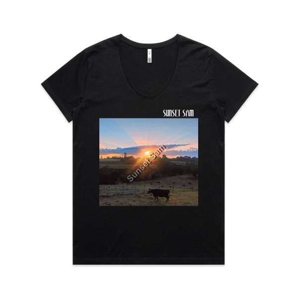Sunset Cow - AS Colour Womens Maple V Neck Tee Thumbnail