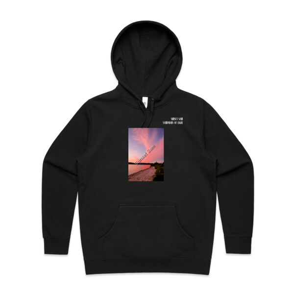 Beach sunset, front - AS Colour Womens Stencil Hood Thumbnail