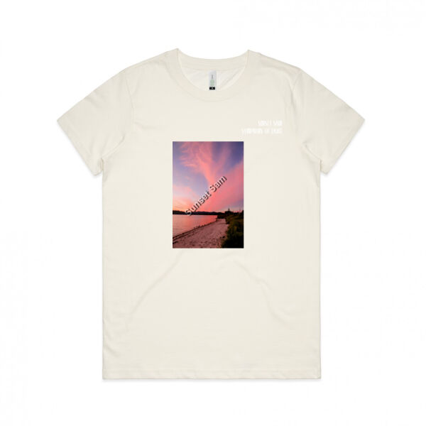 Beach sunset, front - AS Colour Womens Maple Organic Tee Thumbnail