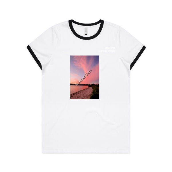 Beach sunset, front - AS Colour Womens Ringer Tee Thumbnail