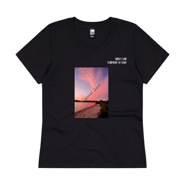 Beach sunset, front - Thread Project Womens Eden V-Neck Tee Thumbnail