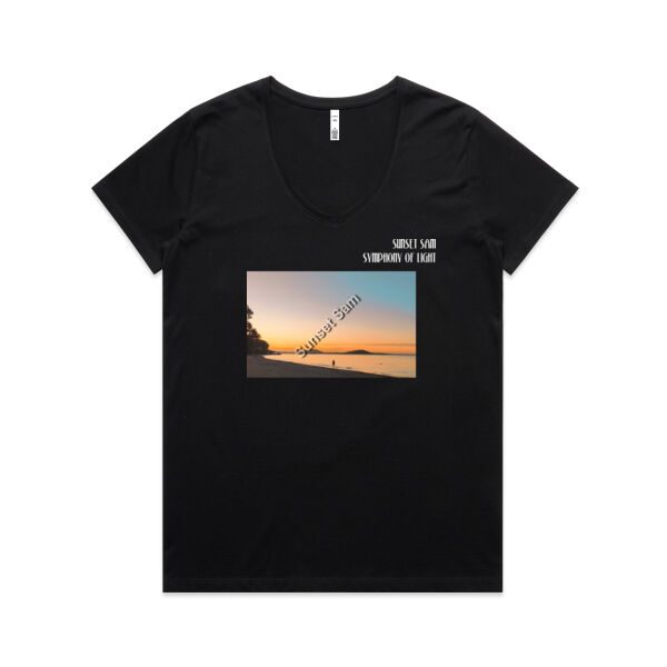 Beach stroll, front - AS Colour Womens Maple V Neck Tee Thumbnail