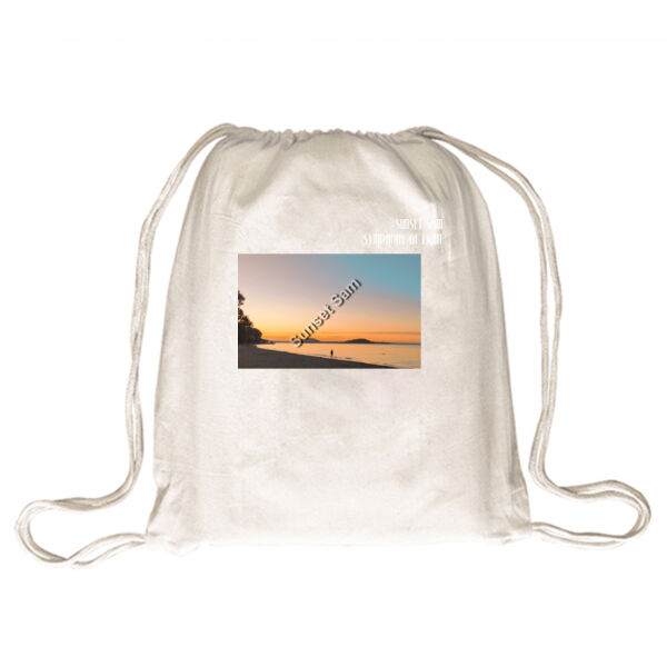 Beach stroll, front - Drawstring Backpack Thumbnail