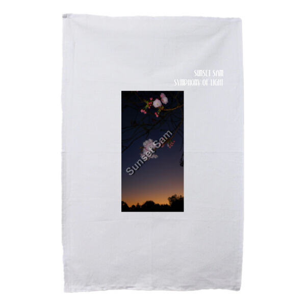 Cherry blosssoms  night sky, front - Tea Towel Thumbnail