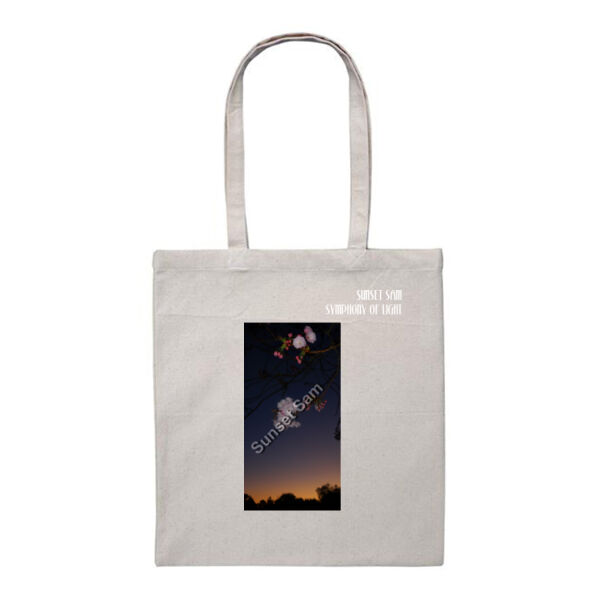 Cherry blosssoms  night sky, front - Heavy Duty Canvas Tote Bag Thumbnail