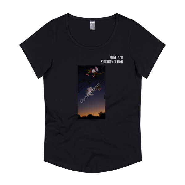 Cherry blosssoms  night sky, front - Thread Project Womens Jazz Scoop Neck Tee Thumbnail