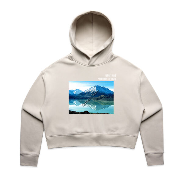 Lake Tasman Reflections, front - AS Colour Womens Relax Crop Hood Thumbnail