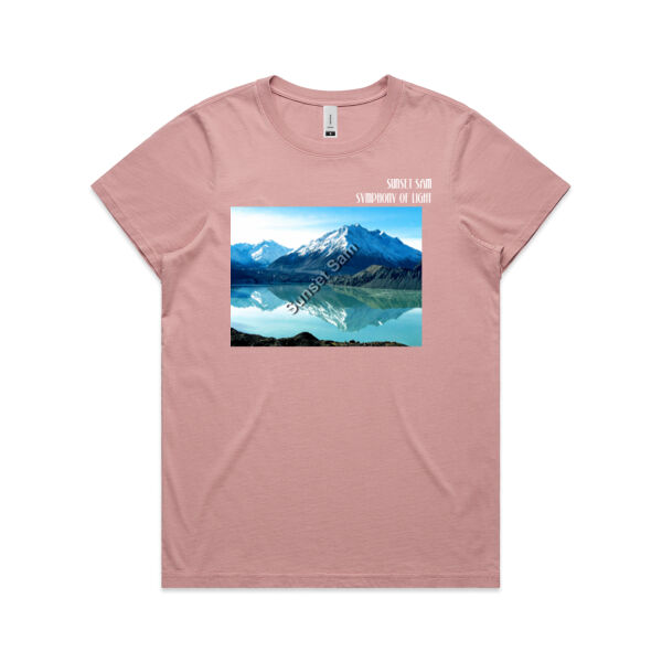 Lake Tasman Reflections, front - AS Colour Womens Maple Faded Tee Thumbnail