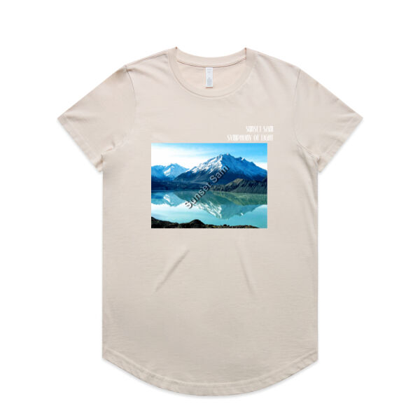 Lake Tasman Reflections, front - AS Colour Womens Maple Curve Tee Thumbnail