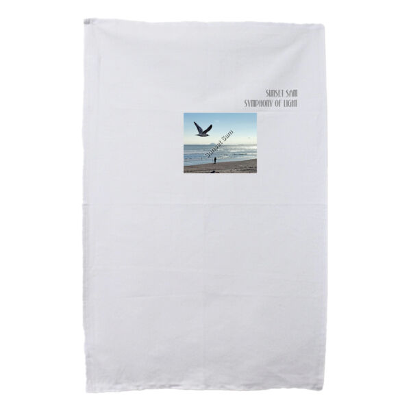 Fishing on the beach, front - Tea Towel Thumbnail