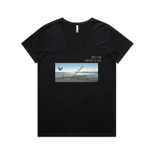 Long beach, front - AS Colour Womens Maple V Neck Tee Thumbnail