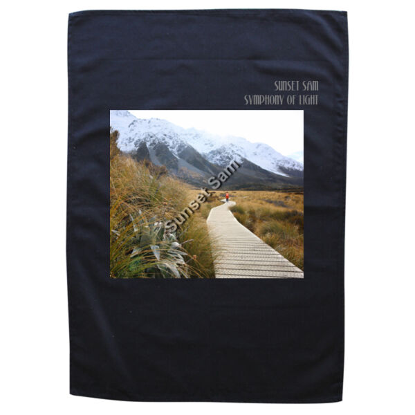 Mountain Path, front - Black Tea Towel Thumbnail