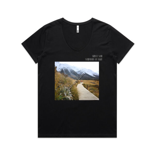 Mountain Path, front - AS Colour Womens Maple V Neck Tee Thumbnail
