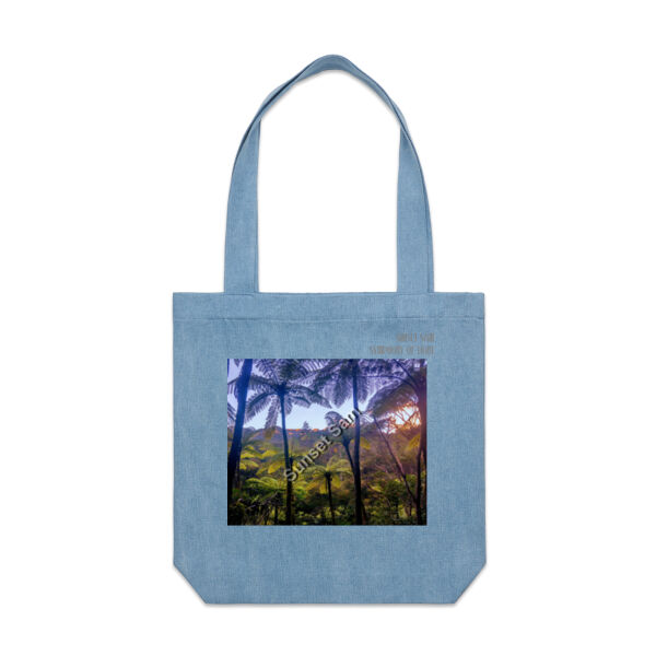 Ponga Paradise front - AS Colour Denim Carrie Tote Thumbnail