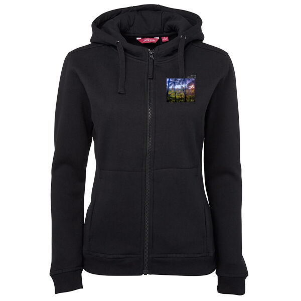 Ponga Paradise front - JB's Ladies Full Zip Fleecy Hoodie Thumbnail
