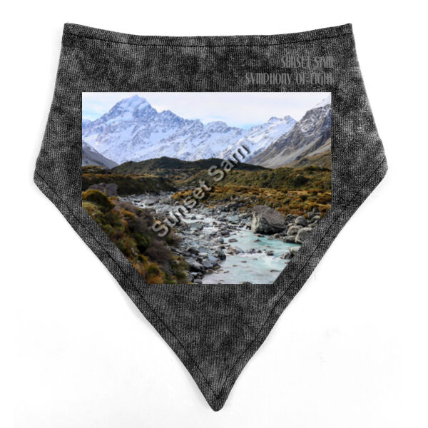 Curved creek from Mount Aoraki, front - Stonewash Bandana Bib Thumbnail
