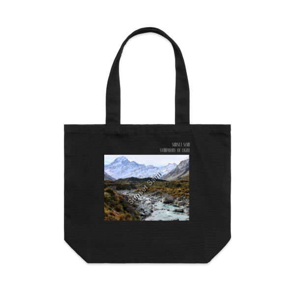 Curved creek from Mount Aoraki, front - AS Colour Shoulder Tote Thumbnail