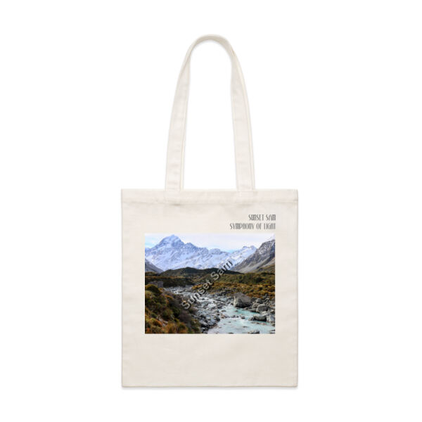 Curved creek from Mount Aoraki, front - AS Colour Parcel Tote Thumbnail