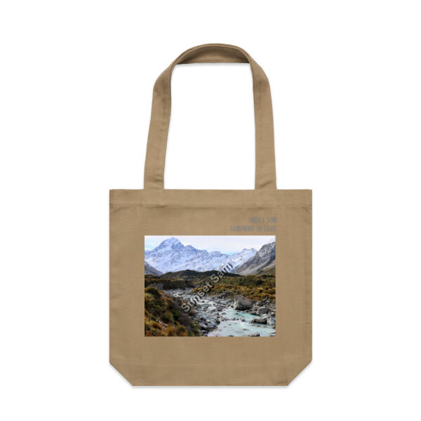Curved creek from Mount Aoraki, front - AS Colour Carrie Tote Bag  Thumbnail